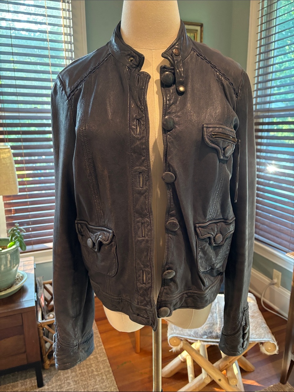 Vintage Whistles of London Leather Bloke Core Chic Moto Jacket